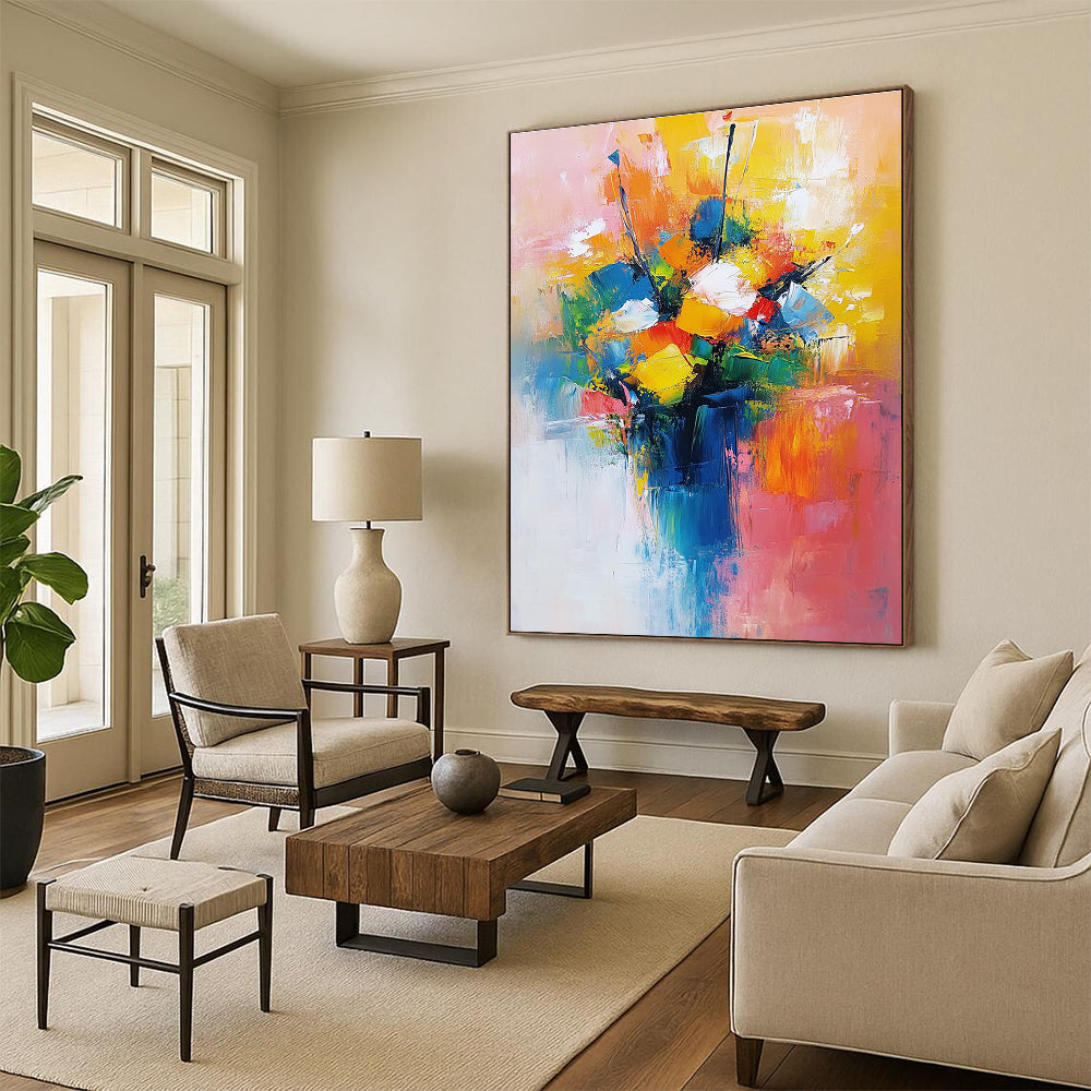 Colorful Abstract Flower Bouquet for Vibrant Dining Room & Creative Studio STSC251