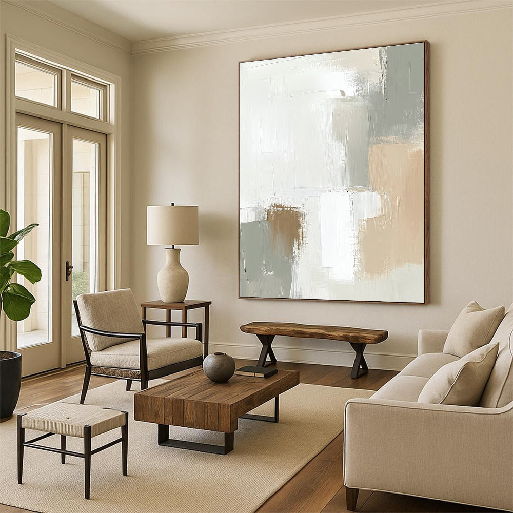 Neutral - Toned Abstract for Scandinavian - Style Home & Calm Meditation Space STSC379