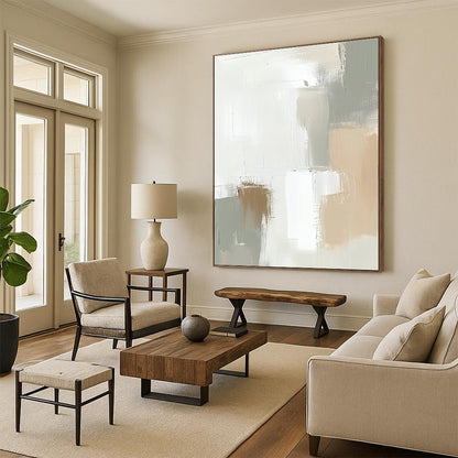 Neutral - Toned Abstract for Scandinavian - Style Home & Calm Meditation Space STSC379