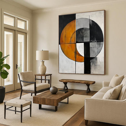 Circular Geometric Abstract for Luxury Hotel Lobby & Contemporary Home STSC208