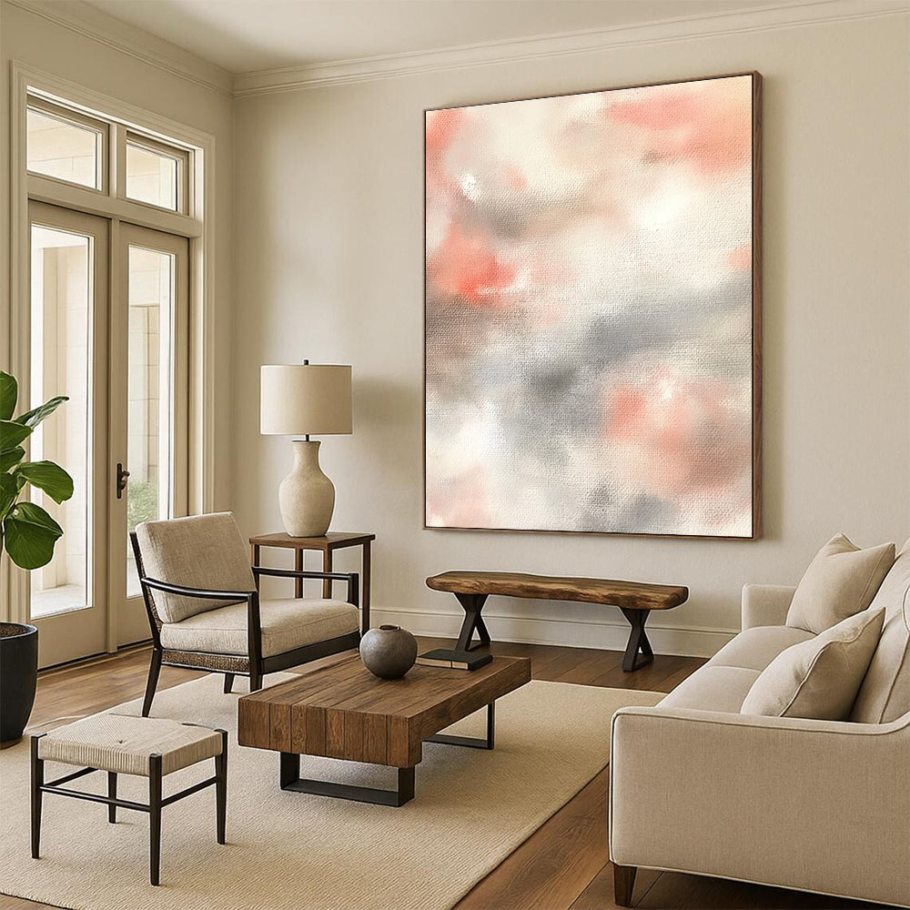 Soft Color Wash Calming Abstract Art for Minimalist Bedroom & Serene Home Reading Nook STSC1462