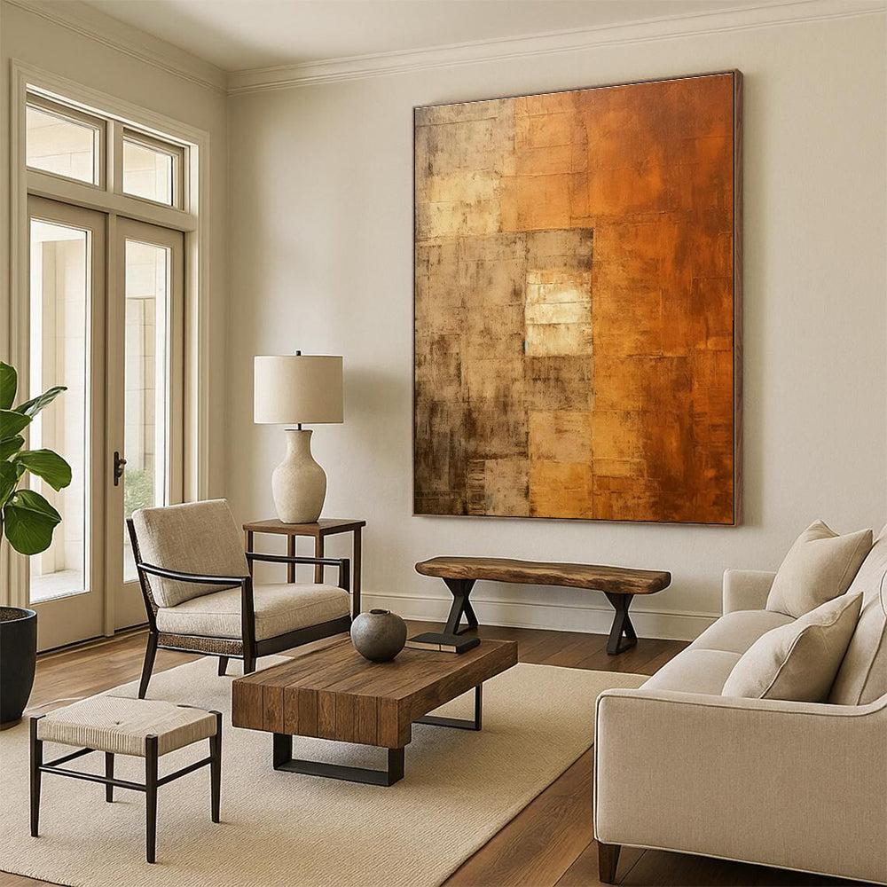 Brown - Grey Square Abstract Art for Living Room & Study DLZ0522