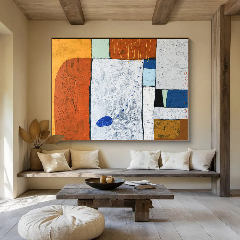 Orange - White Textured Abstract for Industrial Loft DLZ2940
