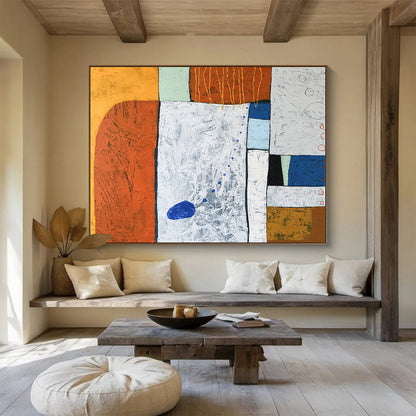 Orange - White Textured Abstract for Industrial Loft DLZ2940