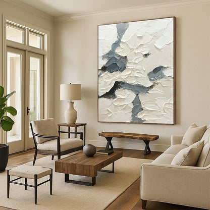 Gray - White Textured Abstract Art for Modern Bedroom & Luxury Hotel Suite DLZ1167