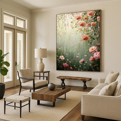 Romantic Floral Waterfall Art for Wedding Venue Lounge & Feminine Boudoir DLZ2253