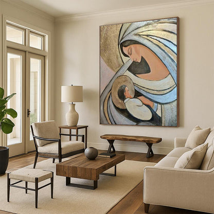 Madonna and Child Abstract Art for Religious Home Chapel & Art - Inspired Living Room DLZ2110