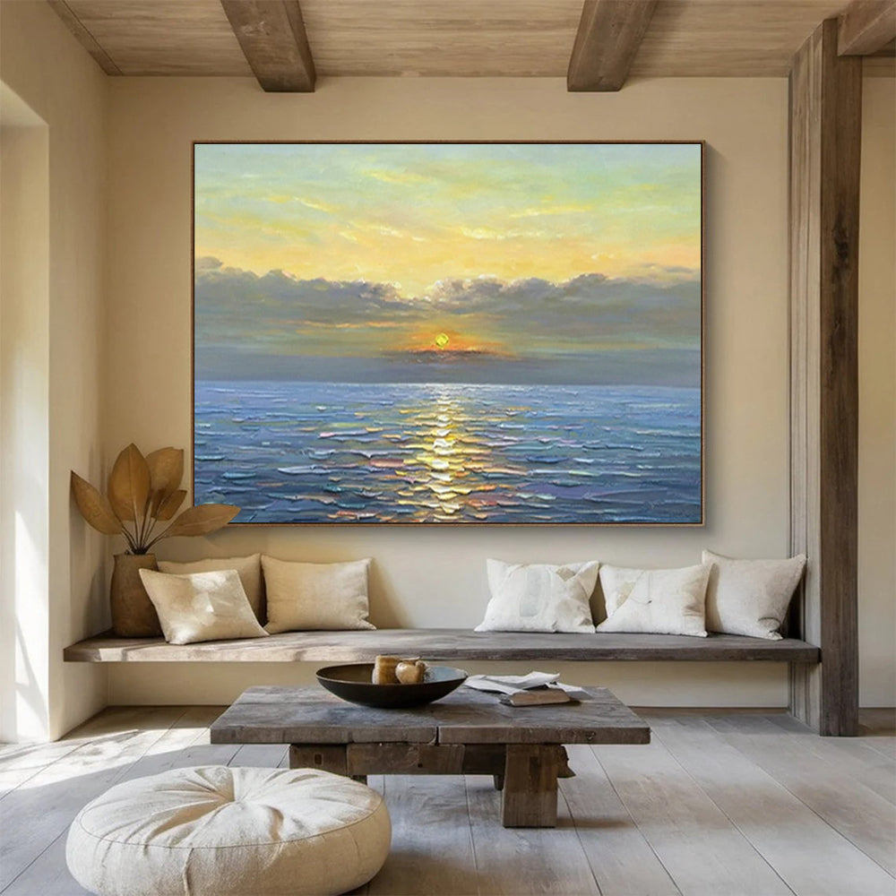 Sea Sunset Oil Painting for Nautical - Themed Beach House Dinning Areas DLZ3267