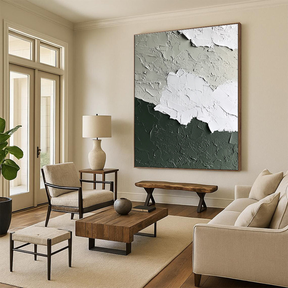 Textured Green - Gray Wall Art for Industrial - Style Café & Interior Design Studio STSC132