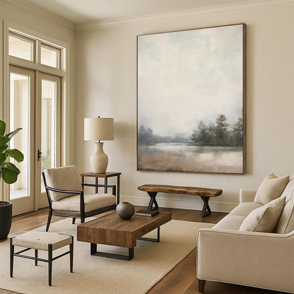 Misty Lake Landscape Art for Lakeside Cottage & Nature - Inspired Spa DLZ0720