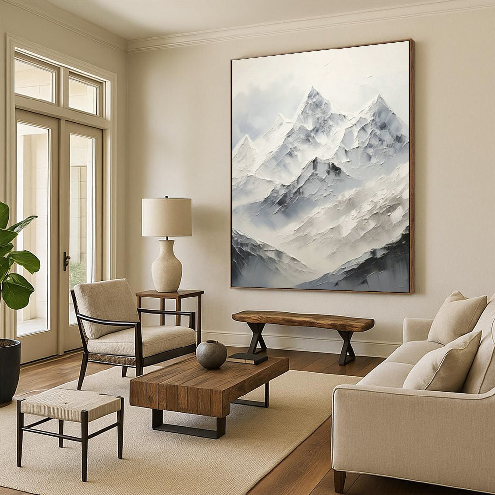 Snow - Mountain Abstract Art for Ski Lodge & Nature - Inspired Home DLZ1255