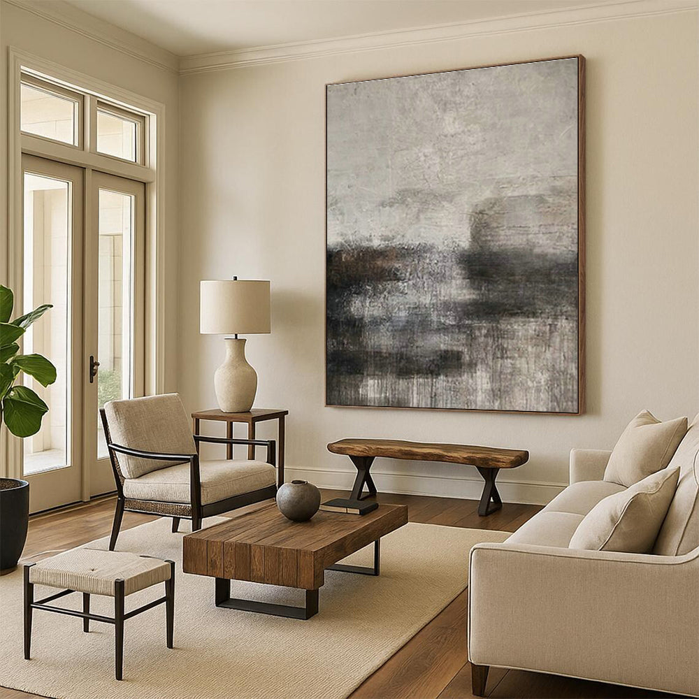 Gray - White - Brown Textured Art for Minimalist Office & Art - Centric Library DLZ1879