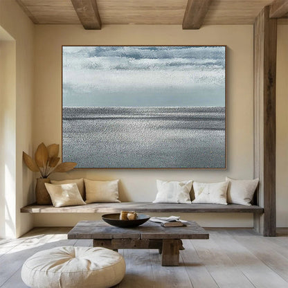 Gray - Toned Sea View Art for Serene Coastal Home Bedrooms DLZ3133