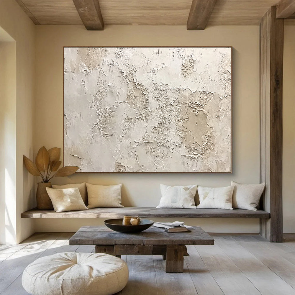 Textured Neutral Wall Art for Rustic Home Library & Earth - Tone Spa SC183