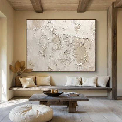 Textured Neutral Wall Art for Rustic Home Library & Earth - Tone Spa SC183