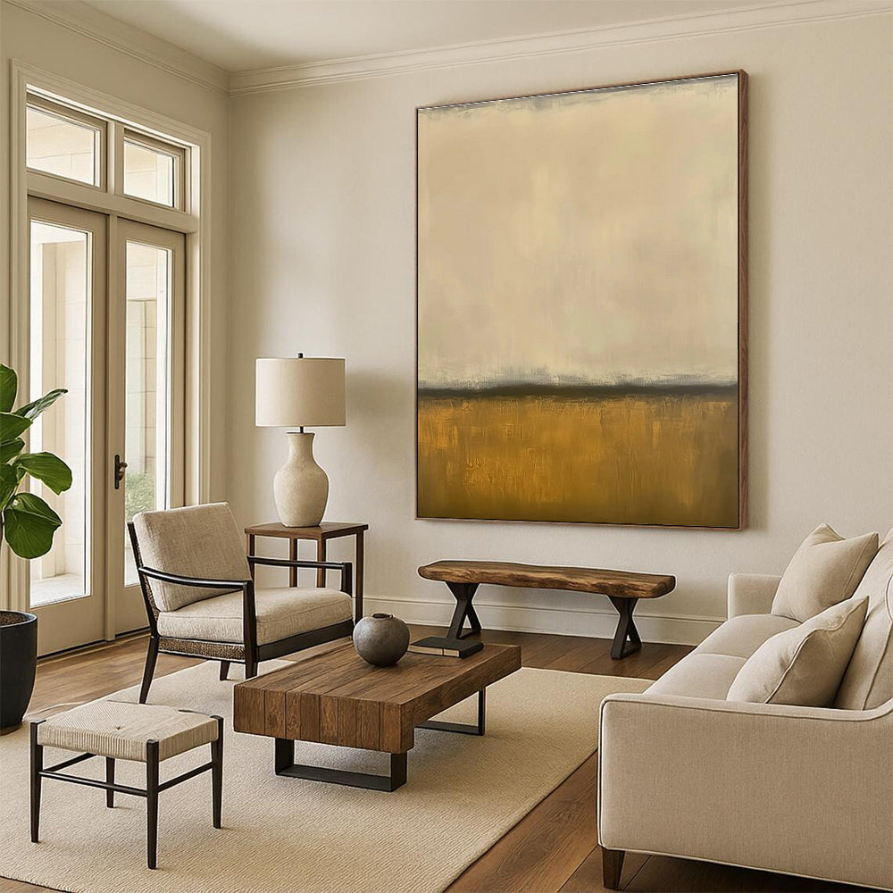 Beige - Gold Minimalist Abstract Art for Bedroom & Neutral - Toned Lounge DLZ1245
