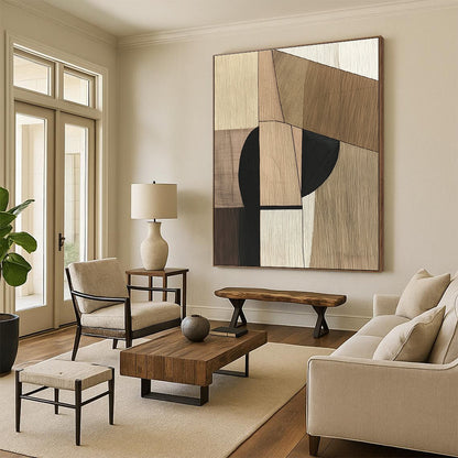 Geometric Wood - Tone Abstract for Mid - Century Modern Home & Minimalist Office STSC541