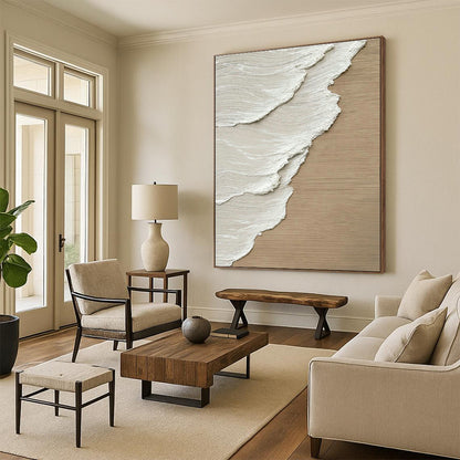 Beige and White Texture Art for Scandinavian - Style Home & Neutral - Toned Studio DLZ2176