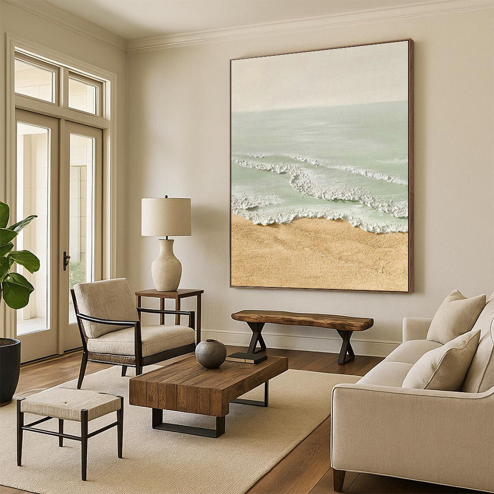 Textured Beach Scene Art for Coastal Cottage & Seaside Yoga Studio DLZ2189