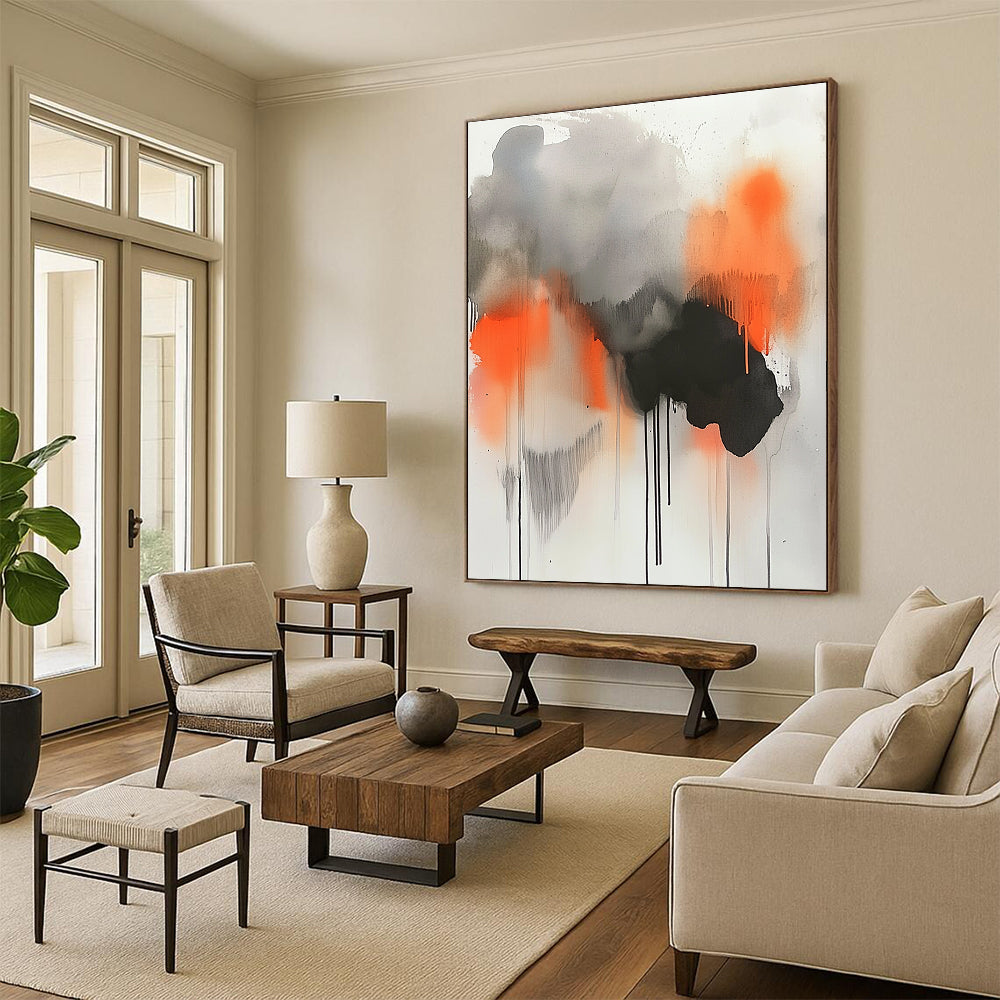 Abstract Grey, Orange, and Black Drips for Creative Studio & Urban - Themed Restaurant STSC758