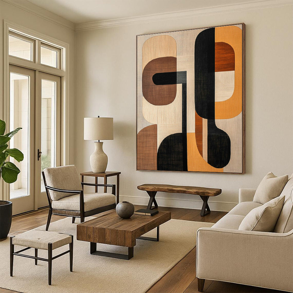 Geometric Patchwork Abstract Art for Mid - Century Home & Design Showroom DLZ1249