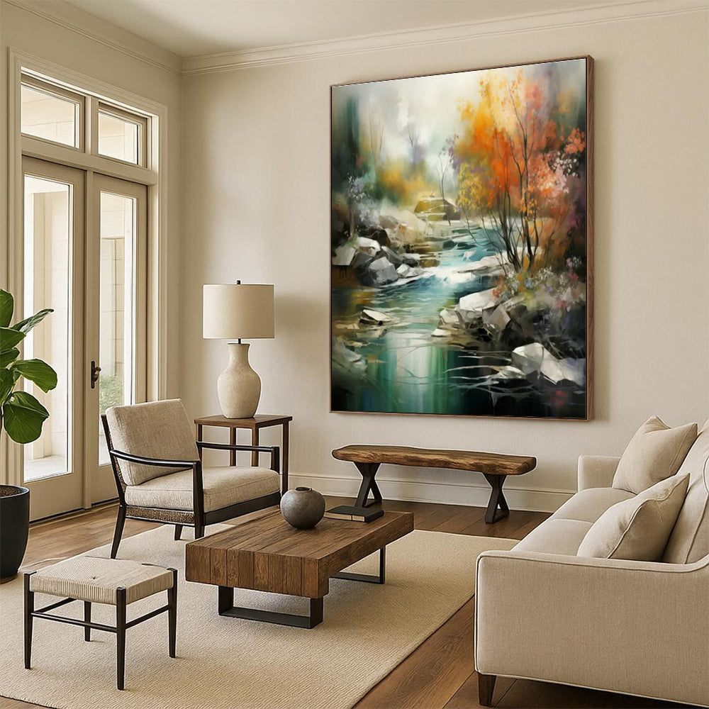 Landscape Oil Painting for Rustic Home Retreat & Nature - Themed Café DLZ1716