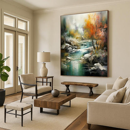 Landscape Oil Painting for Rustic Home Retreat & Nature - Themed Café DLZ1716