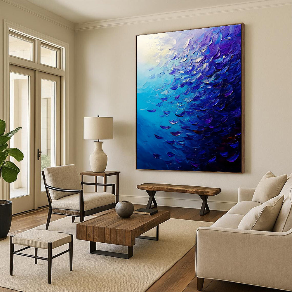 Blue and Purple Textured Abstract for Creative Studio & Trendy Hotel Room STSC866