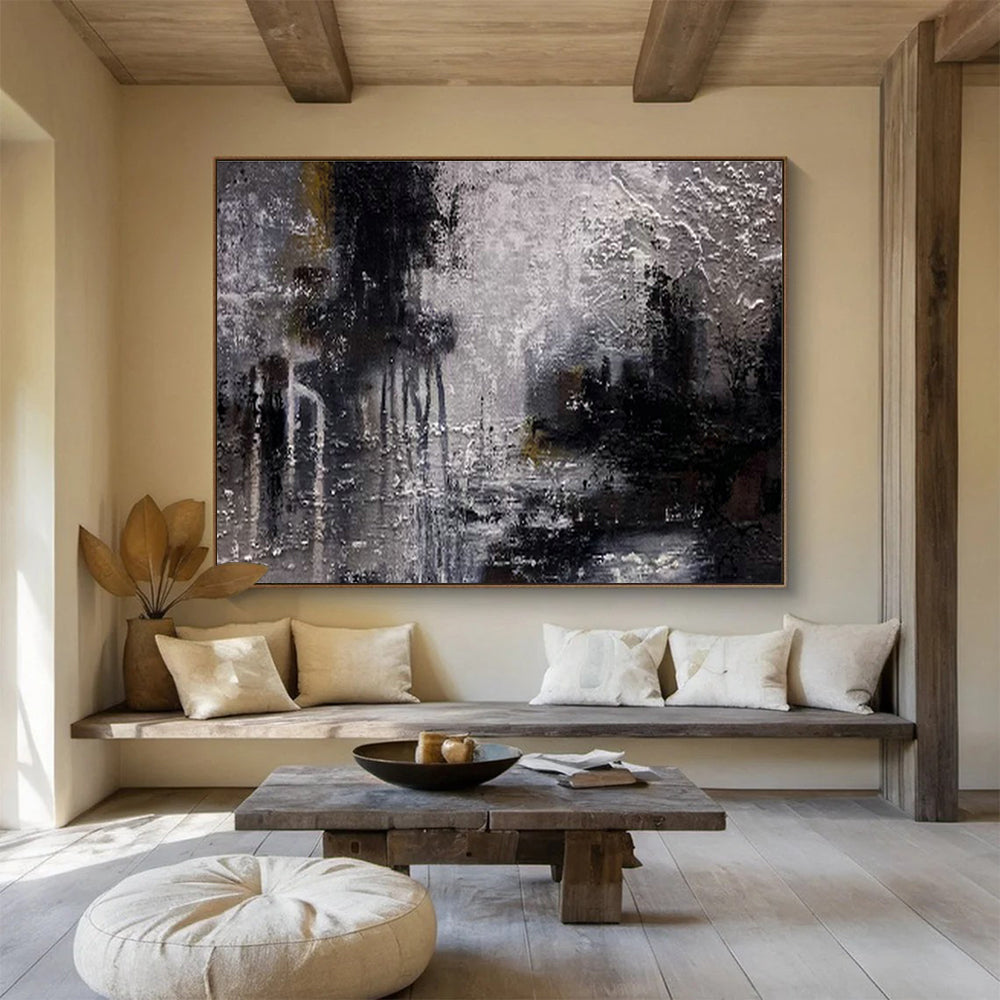 Mysterious Gray - Toned Abstract Art to Elevate Sophisticated Living Rooms DLZ2393