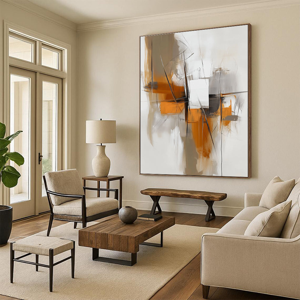 Dynamic Orange and Gray Abstract for Modern Office & Industrial - Style Restaurant STSC842
