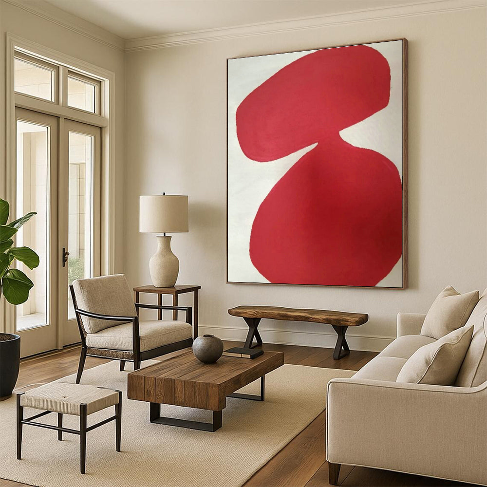 Gray - White - Red Geometric Art for Mid - Century Modern Home & Art - Centric Library DLZ1894