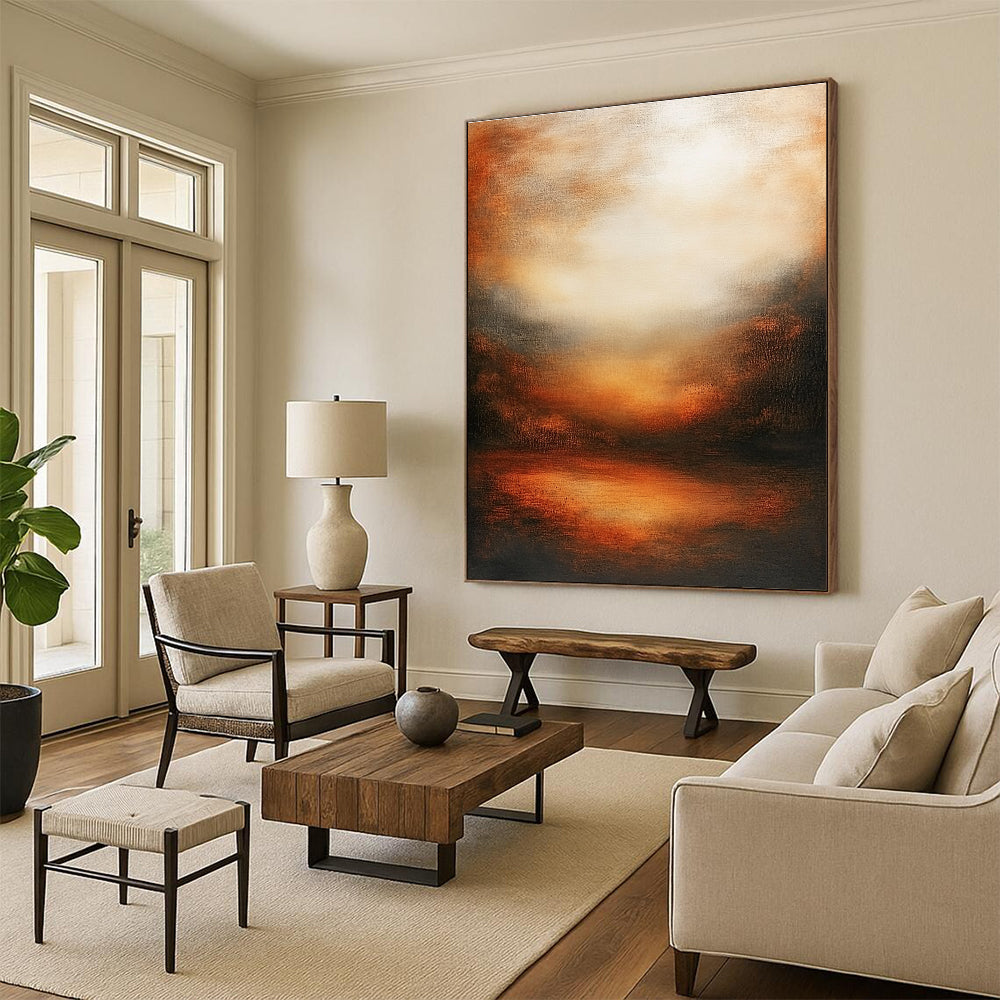 Warm Toned Abstract Sunset Art for Beachfront Resort Spa & Cozy Home Living Room STSC146