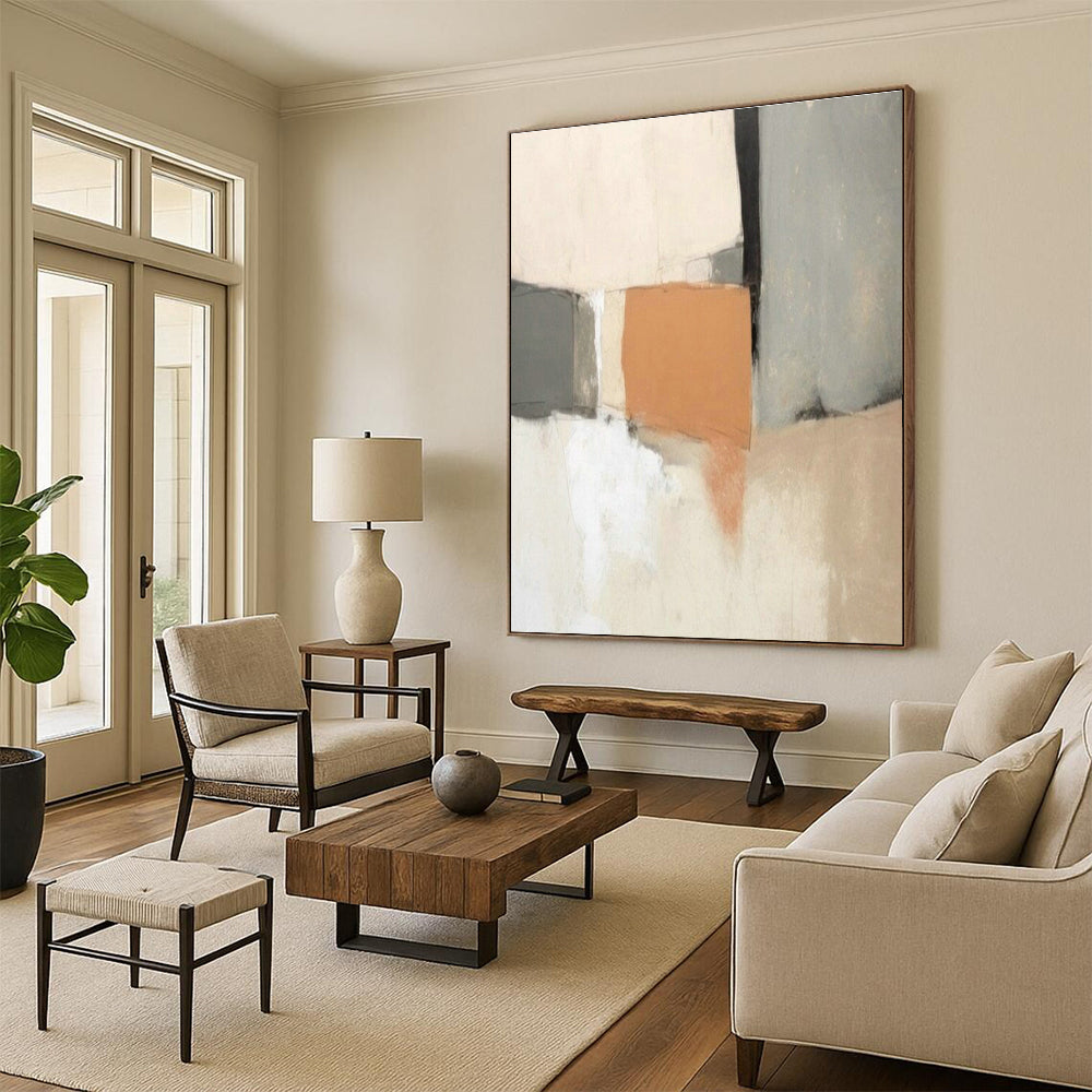 Gray - Orange Abstract Art for Industrial - Chic Loft & Art - Themed Bar DLZ1937