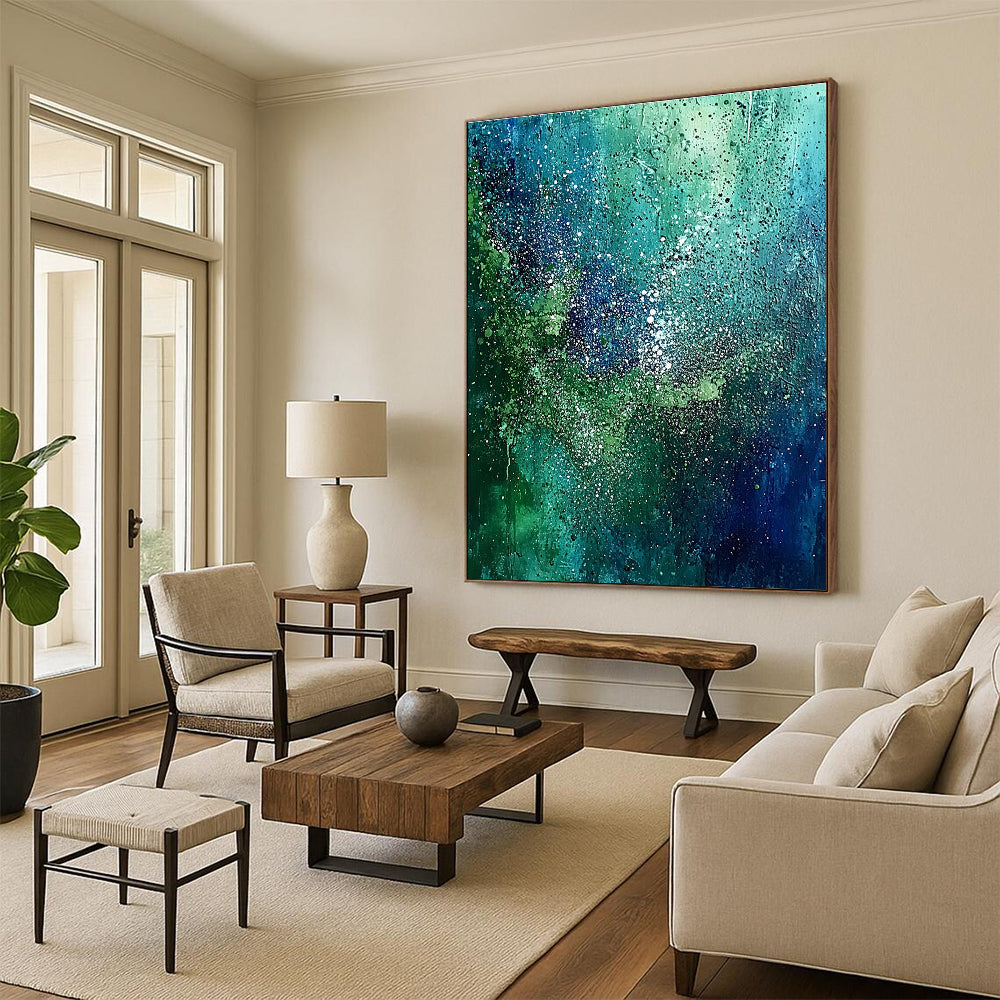Artistic Blue - Green Splatter Art for Art Studio & Rooftop Bar STSC066