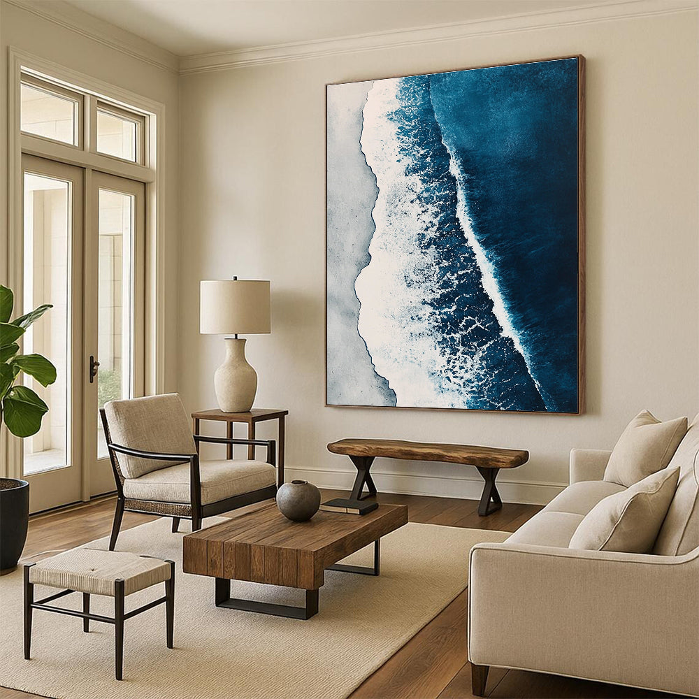 Aerial View of Blue Ocean Waves for Coastal Home Office & Relaxing Spa STSC531