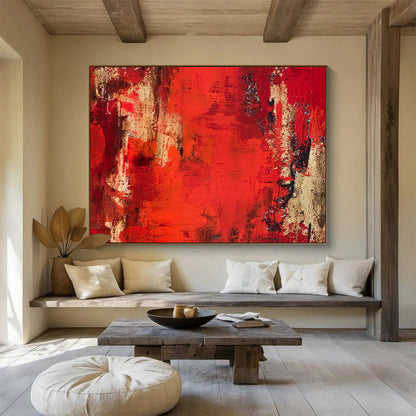 Red - Brown Abstract Art for Rustic - Chic Wine Bar Interiors DLZ2680