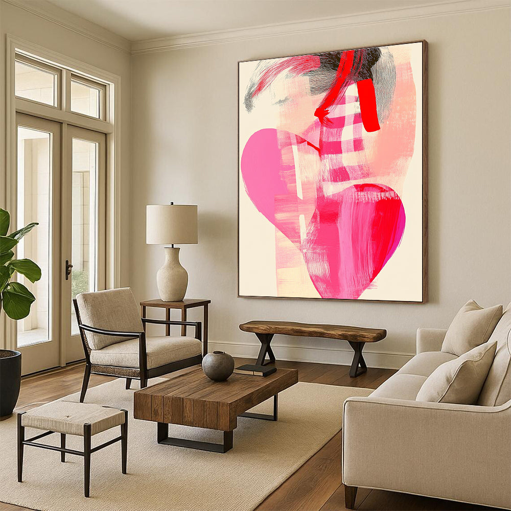 Pink and Red Abstract Figure for Bohemian Living Room & Fashion Boutique STSC858