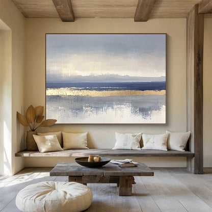 Gray - Gold Sea Abstract Art for Luxury Yacht Club & Modern Beach House SC038