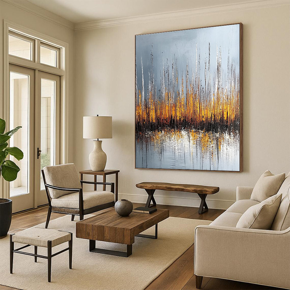 Grey and Orange Reed Reflection for Modern Lakeside Villa & Nature - Inspired Office STSC330