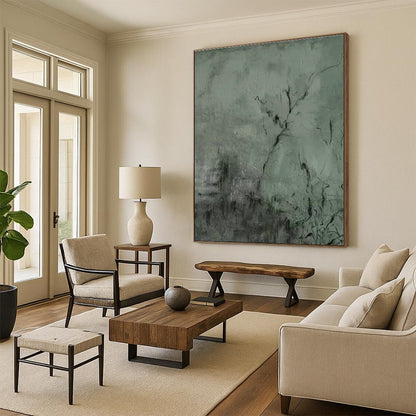Dark Green Textured Abstract Art for Industrial Loft & Art Gallery DLZ1212