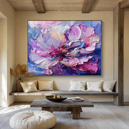 Impasto Pink - Purple Flower Art for Romantic Bedroom Accent DLZ3065