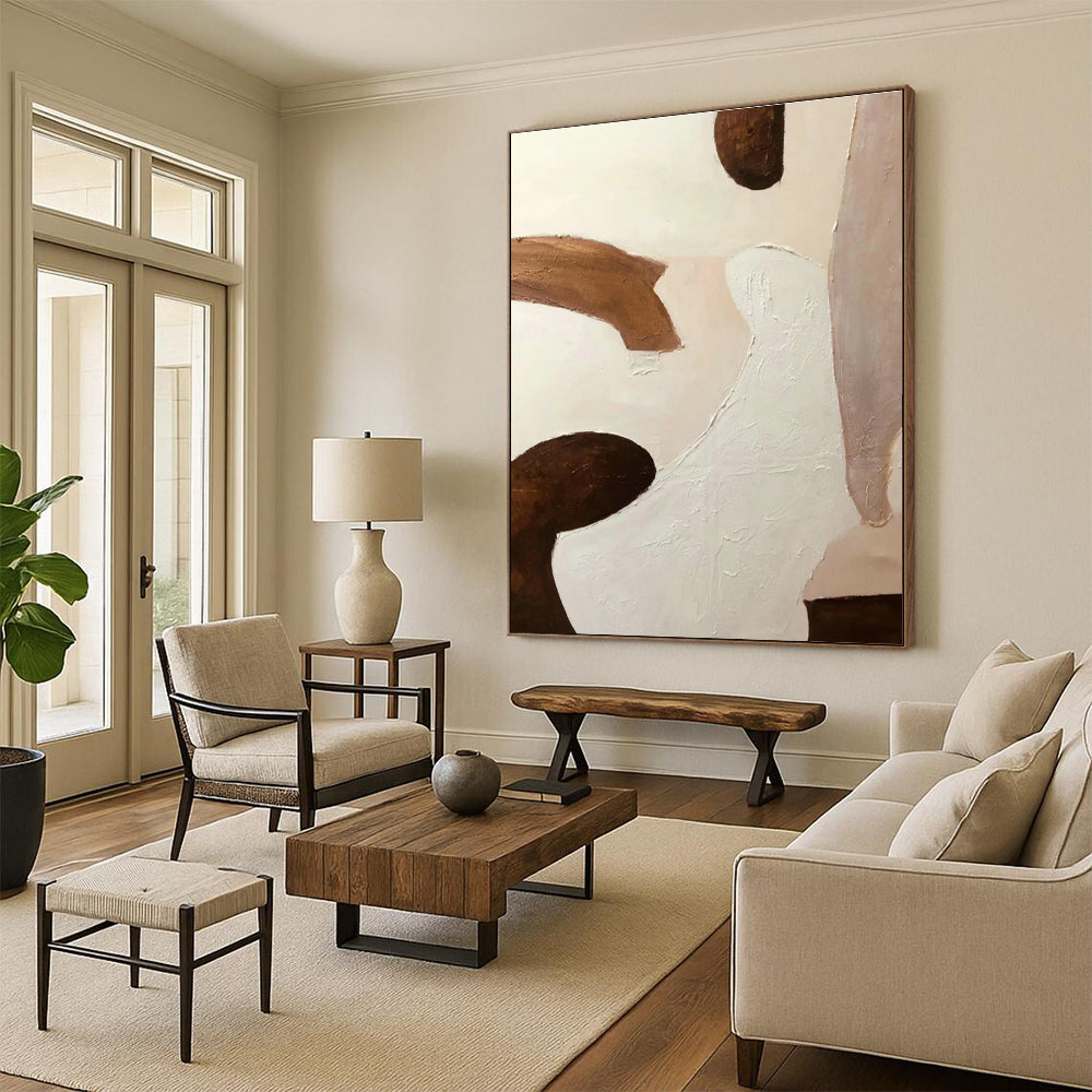Brown - White Abstract Art for Bohemian Bedroom & Art Gallery Corner DLZ1171