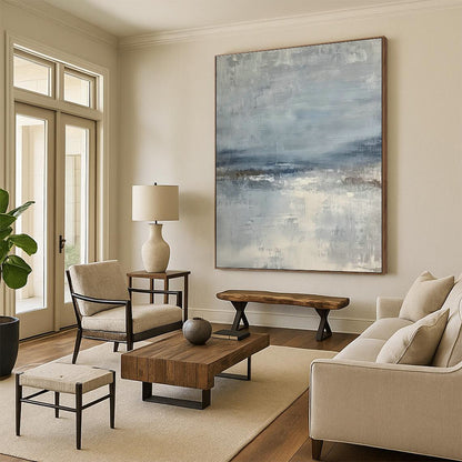 Blue - Grey Abstract Landscape Art for Living Room & Bedroom DLZ0417