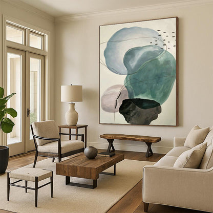Colorful Ink - Wash Geometric Art for Eclectic Living Room & Modern Boutique Hotel DLZ0757
