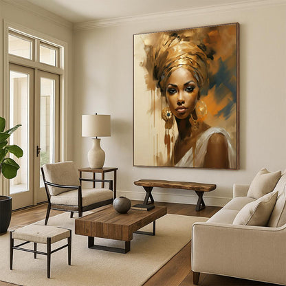 Female Portrait Oil Painting for Elegant Dressing Room & Cultural Center Exhibit DLZ1717
