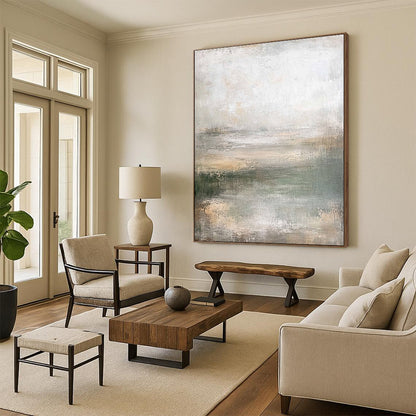 Light - Toned Abstract Landscape for Coastal Home Living Room & Art - Loving Sunroom STSC219