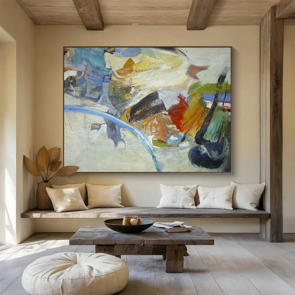 Color Block Abstract Art for Eclectic Home Studio Workspaces DLZ3229