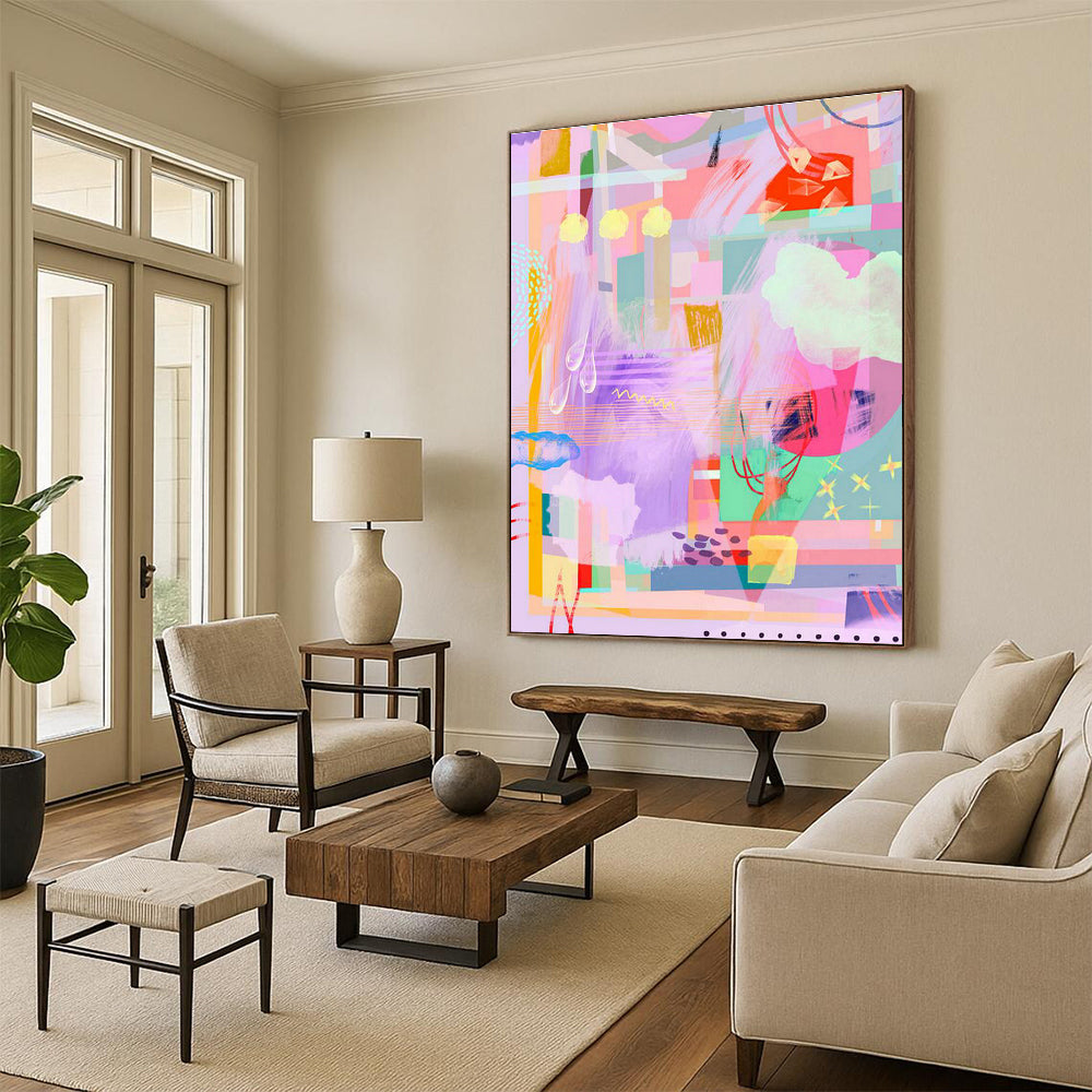 Pink - Purple Abstract Art for Luxe Beauty Salon Waiting Areas DLZ0168