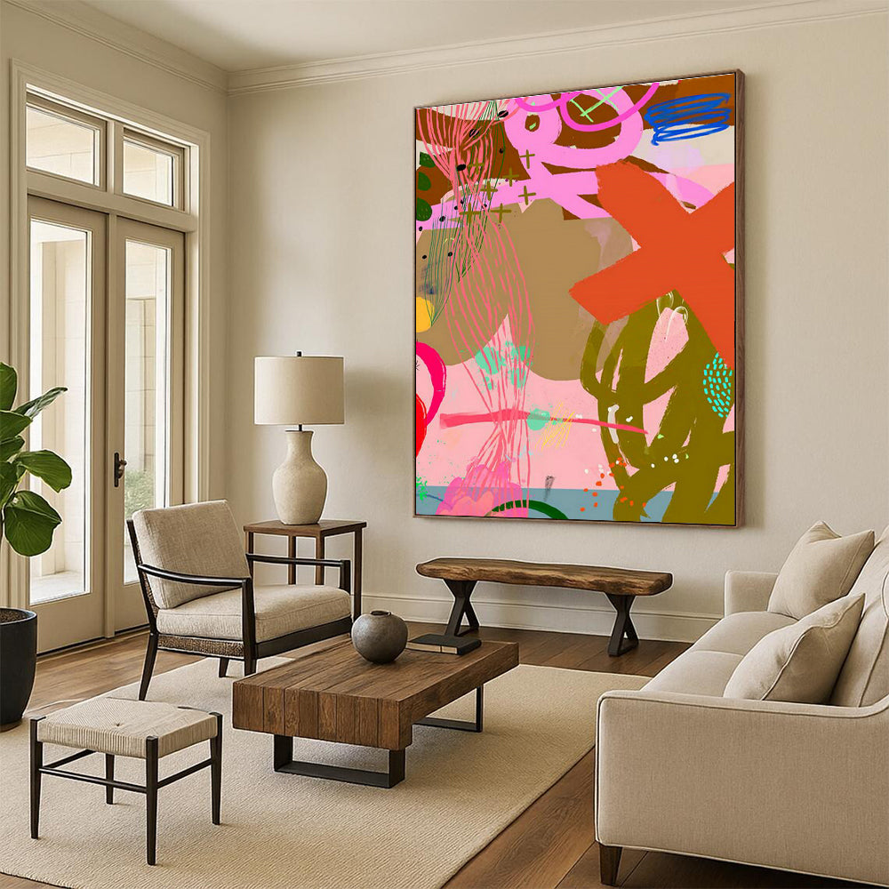 Pink - Purple Abstract Art for Trendy Beauty Salon Waiting Areas DLZ0154