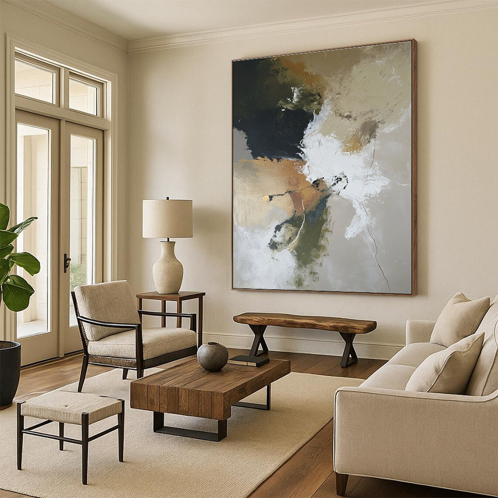 Neutral Tones Abstract for Timeless Home Library & Modern Office STSC254